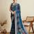 Blue cotton saree party wear with unstitched blouse