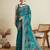 Rama green cotton saree party wear with unstitched blouse