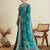Rama green cotton saree party wear with unstitched blouse