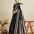 Black soft silk blend saree party wear with unstitched blouse