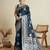 Blue soft silk blend saree party wear with unstitched blouse