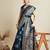 Blue soft silk blend saree party wear with unstitched blouse