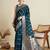 Blue soft silk blend saree party wear with unstitched blouse