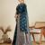 Blue soft silk blend saree party wear with unstitched blouse