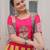 YELLOW PINK CROCHET PRINT EMBROIDERED NAVRATRI STITCHED LEHENGA CHOLI
