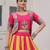 YELLOW PINK CROCHET PRINT EMBROIDERED NAVRATRI STITCHED LEHENGA CHOLI