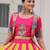YELLOW PINK CROCHET PRINT EMBROIDERED NAVRATRI STITCHED LEHENGA CHOLI