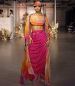 Multicolor printed crepe cape set