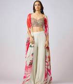 Multicolor printed georgette cape set