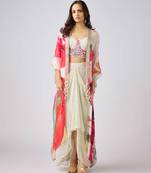Multicolor printed georgette cape set