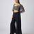 Black printed georgette cape set