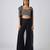 Black printed georgette cape set