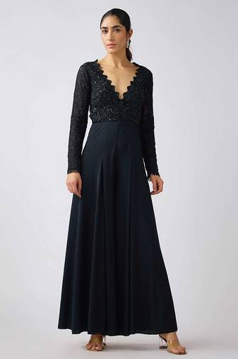 Black embroidered lycra jumpsuit