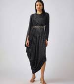 Black embroidered georgette dress