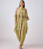 Yellow printed muslin kaftan