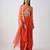 Orange embroidered georgette cape set