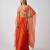 Orange embroidered georgette cape set