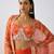 Orange embroidered georgette cape set