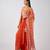 Orange embroidered georgette cape set