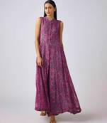 Wine printed georgette jumpsuit