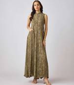 Green printed georgette jumpsuit