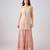 Peach embroidered georgette cape set