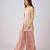 Peach embroidered georgette cape set