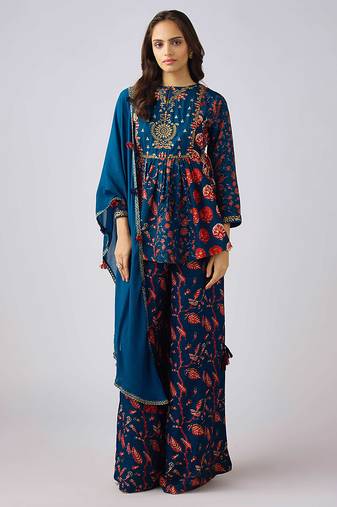 Blue printed cotton co ord set