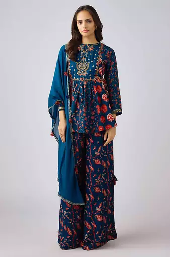 Blue printed cotton co ord set