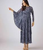 Black printed crepe dress