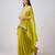 Lime embroidered georgette cape set