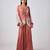 Pink embroidered georgette cape set