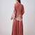Pink embroidered georgette cape set