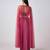Lilac embroidered chinon cape set