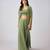 Green embroidered georgette cape set
