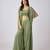 Green embroidered georgette cape set