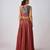 Brown embroidered satin cape set