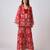 Red printed net co ord set