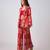 Red printed net co ord set