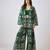 Green printed net co ord set