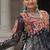 Black Georgette Kutchi Gamthi Work Peplum Blouse With Cotton Flared Lehenga