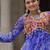 Blue Georgette Kutchi Gamthi Work Peplum Blouse With Cotton Flared Lehenga