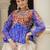 Blue Georgette Kutchi Gamthi Work Peplum Blouse With Cotton Flared Lehenga