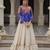 Blue Georgette Kutchi Gamthi Work Peplum Blouse With Cotton Flared Lehenga