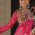 Pink Georgette Kutchi Gamthi Work Peplum Blouse With Cotton Flared Lehenga