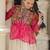 Pink Georgette Kutchi Gamthi Work Peplum Blouse With Cotton Flared Lehenga