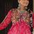 Pink Georgette Kutchi Gamthi Work Peplum Blouse With Cotton Flared Lehenga