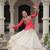 Red Georgette Kutchi Gamthi Work Peplum Blouse With Cotton Flared Lehenga