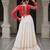 Red Georgette Kutchi Gamthi Work Peplum Blouse With Cotton Flared Lehenga