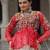 Red Georgette Kutchi Gamthi Work Peplum Blouse With Cotton Flared Lehenga